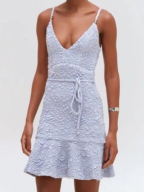 PatBO Light Blue Textured Mini Dress